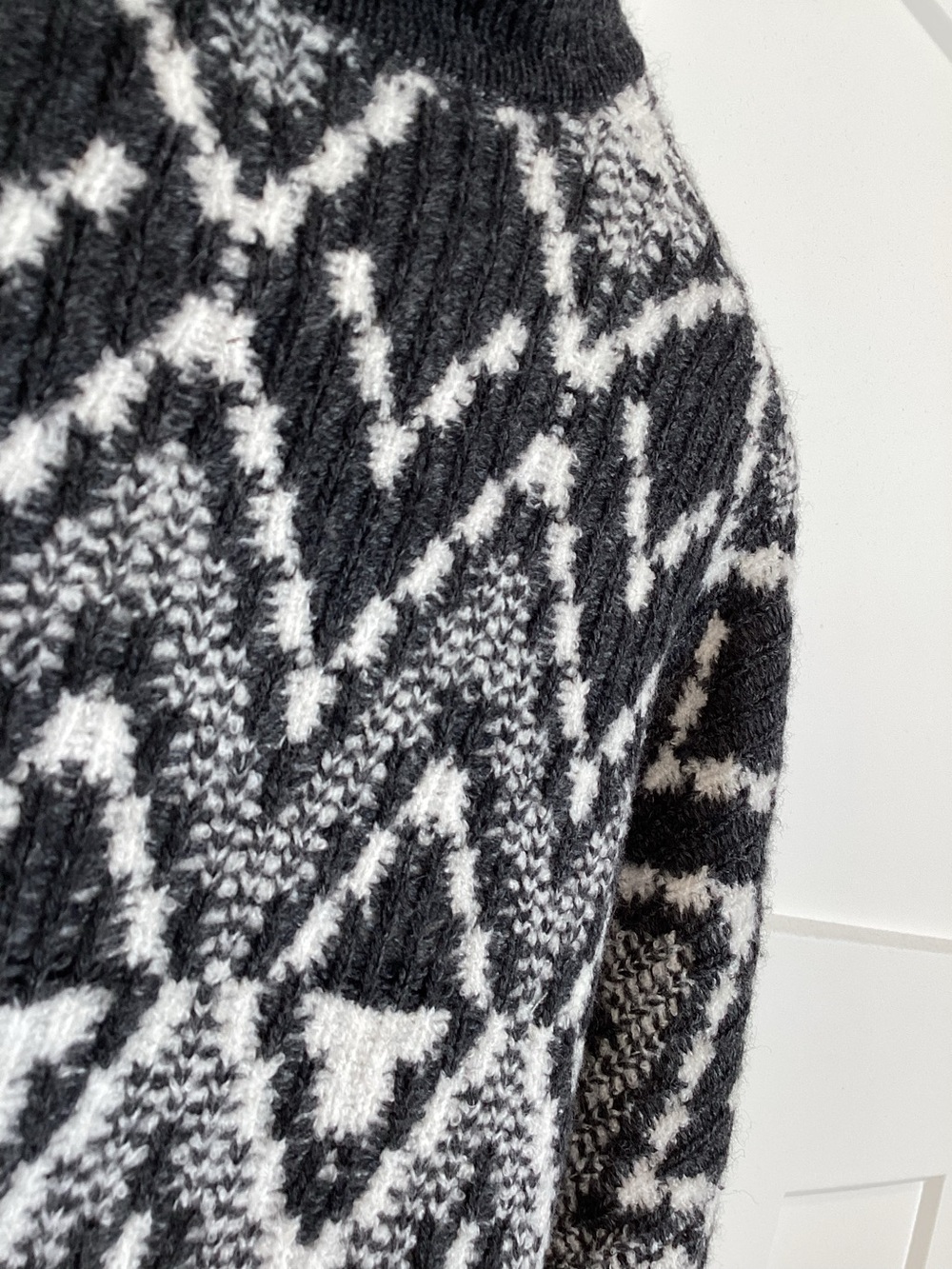 Varley Relaxed Fairisle Sweater Ida Roll Neck Knit New Medium Charcoal Grey - Picture 14 of 16